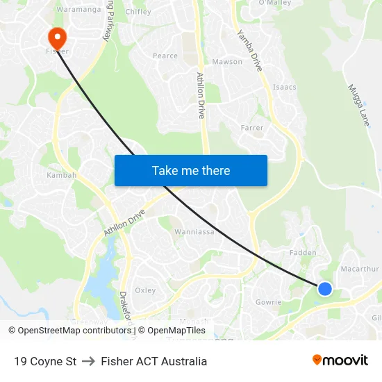 19 Coyne St to Fisher ACT Australia map