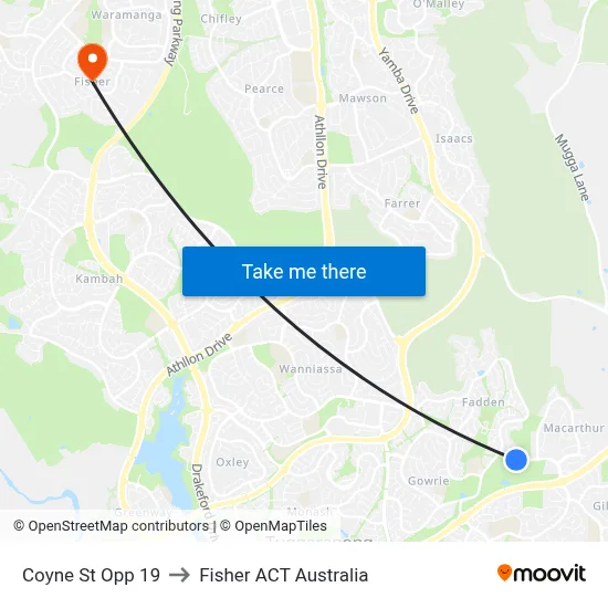 Coyne St Opp 19 to Fisher ACT Australia map