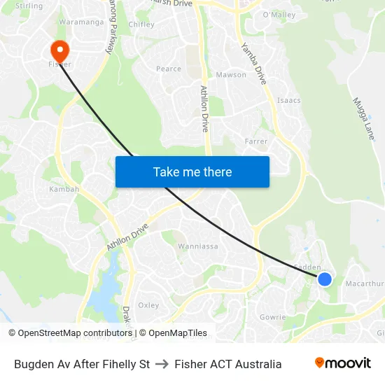 Bugden Av After Fihelly St to Fisher ACT Australia map