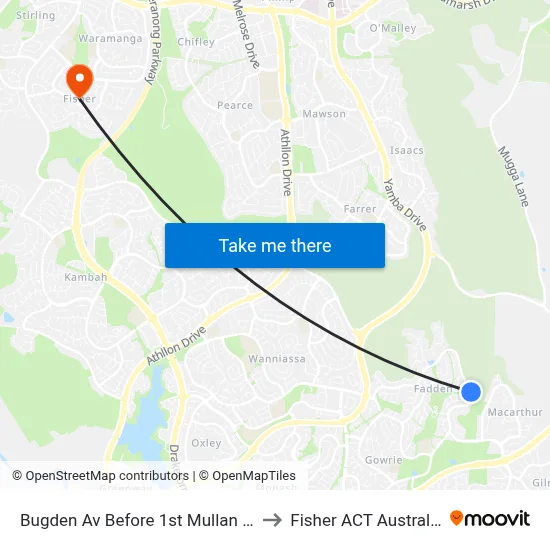 Bugden Av Before 1st Mullan St to Fisher ACT Australia map
