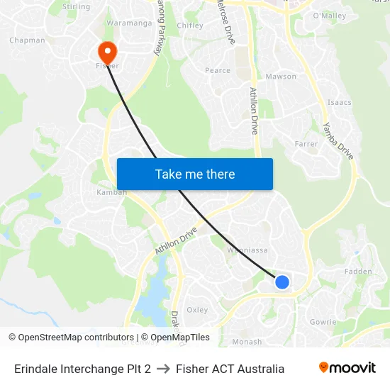 Erindale Interchange Plt 2 to Fisher ACT Australia map
