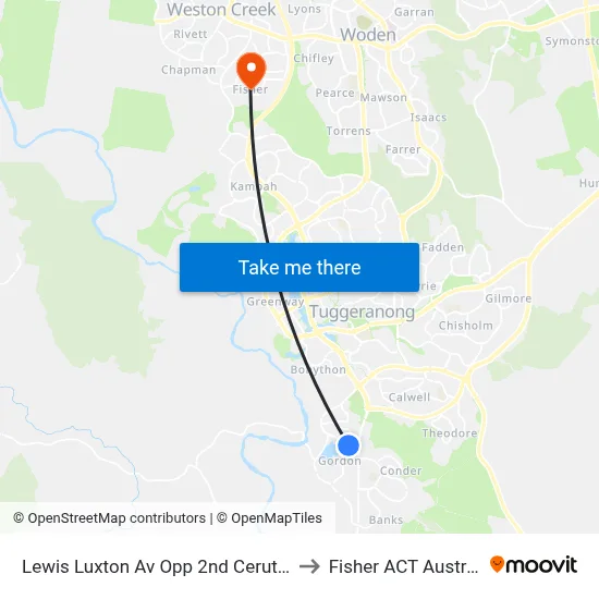 Lewis Luxton Av Opp 2nd Cerutty Cr to Fisher ACT Australia map