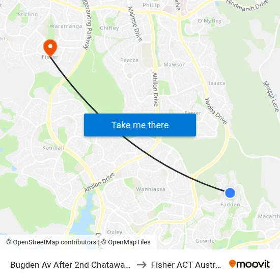 Bugden Av After 2nd Chataway Cr to Fisher ACT Australia map
