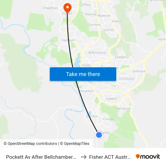Pockett Av After Bellchambers Cr to Fisher ACT Australia map