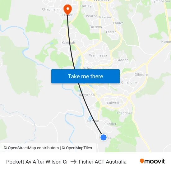 Pockett Av After Wilson Cr to Fisher ACT Australia map