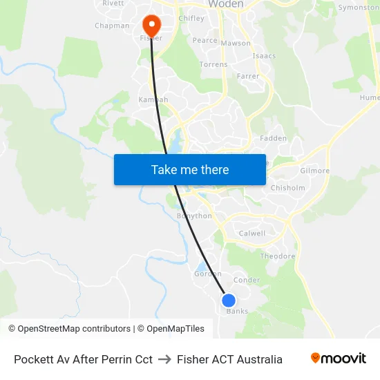 Pockett Av After Perrin Cct to Fisher ACT Australia map