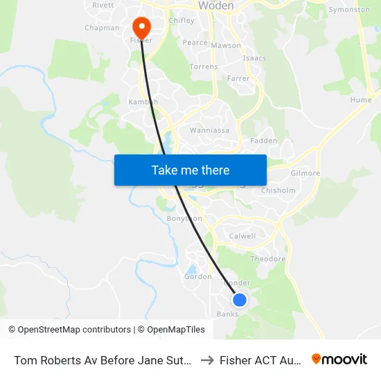 Tom Roberts Av Before Jane Sutherland St to Fisher ACT Australia map
