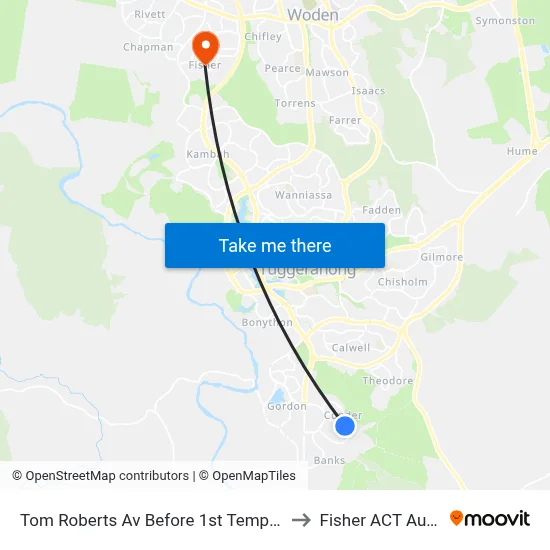 Tom Roberts Av Before 1st Templestowe Av to Fisher ACT Australia map