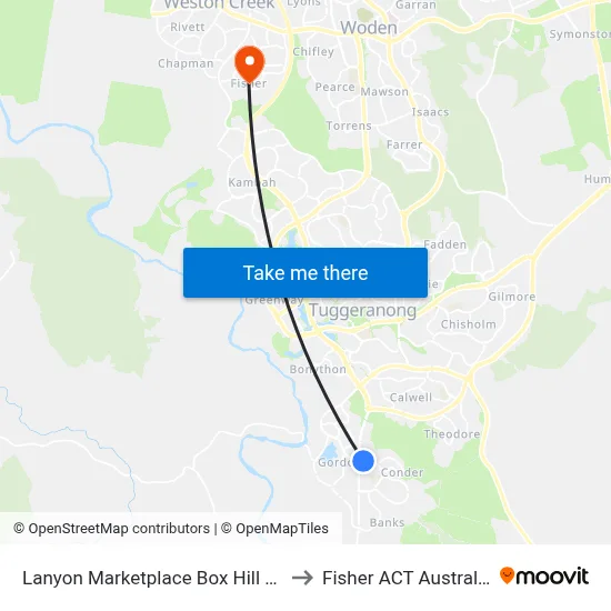 Lanyon Marketplace Box Hill Av to Fisher ACT Australia map