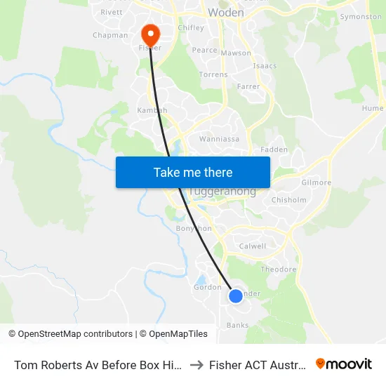 Tom Roberts Av Before Box Hill Av to Fisher ACT Australia map