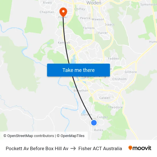 Pockett Av Before Box Hill Av to Fisher ACT Australia map