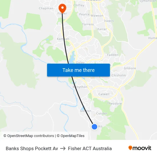 Banks Shops Pockett Av to Fisher ACT Australia map