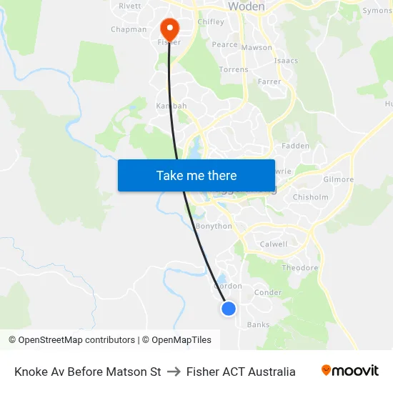 Knoke Av Before Matson St to Fisher ACT Australia map