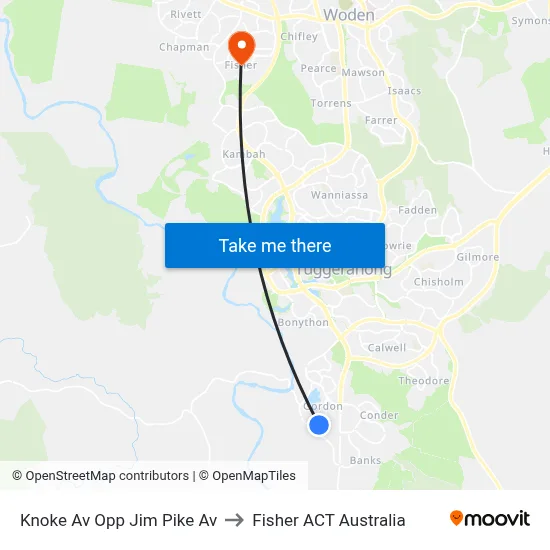 Knoke Av Opp Jim Pike Av to Fisher ACT Australia map