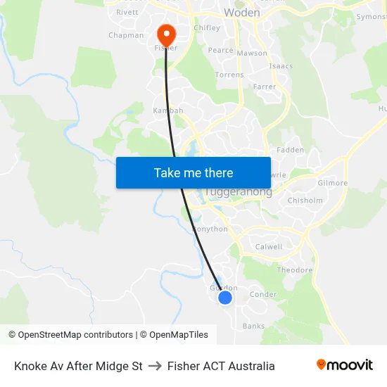 Knoke Av After Midge St to Fisher ACT Australia map