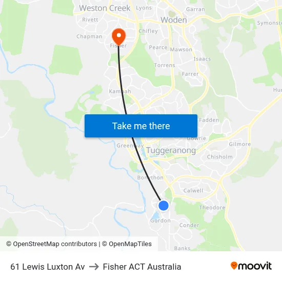 61 Lewis Luxton Av to Fisher ACT Australia map