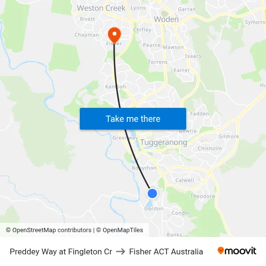 Preddey Way at Fingleton Cr to Fisher ACT Australia map