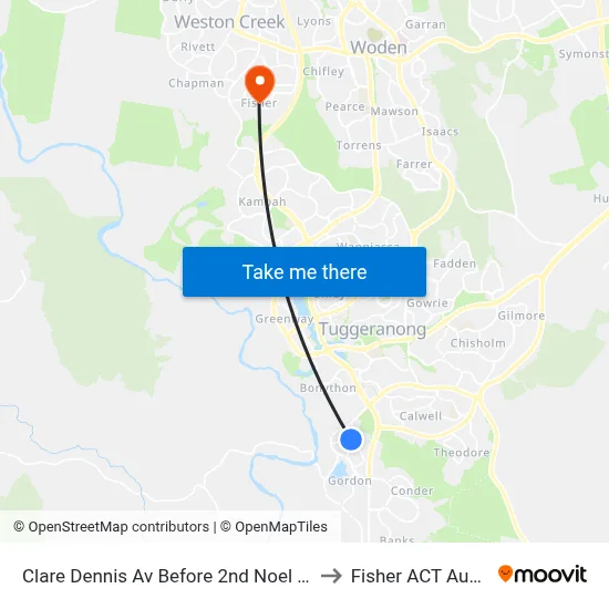 Clare Dennis Av Before 2nd Noel Ryan Gdn to Fisher ACT Australia map