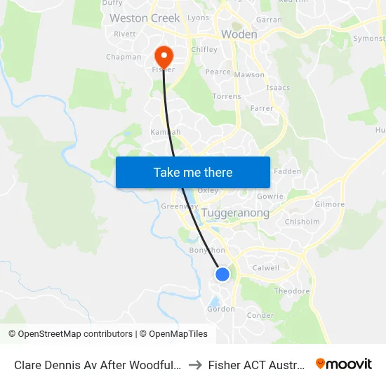 Clare Dennis Av After Woodfull Lp to Fisher ACT Australia map