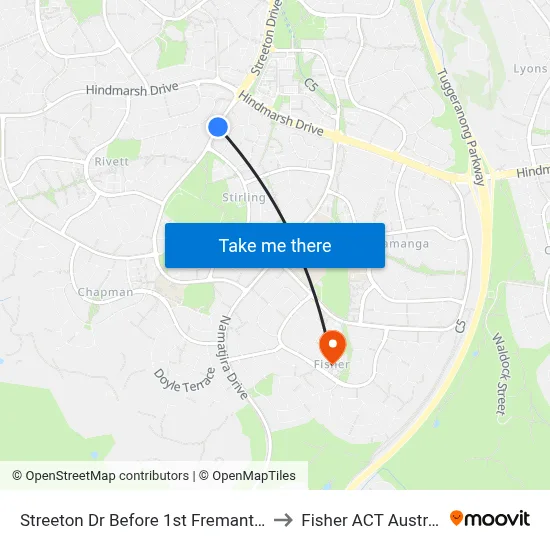 Streeton Dr Before 1st Fremantle Dr to Fisher ACT Australia map