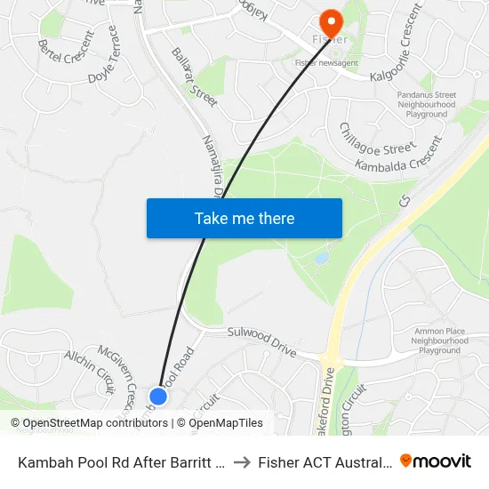 Kambah Pool Rd After Barritt St to Fisher ACT Australia map