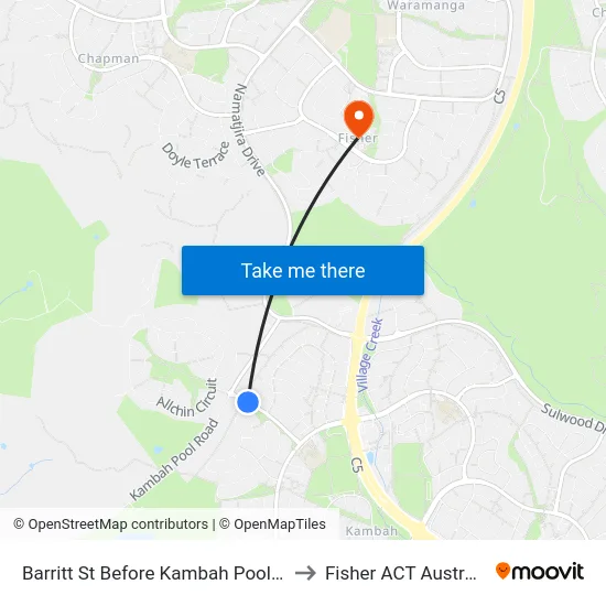 Barritt St Before Kambah Pool Rd to Fisher ACT Australia map