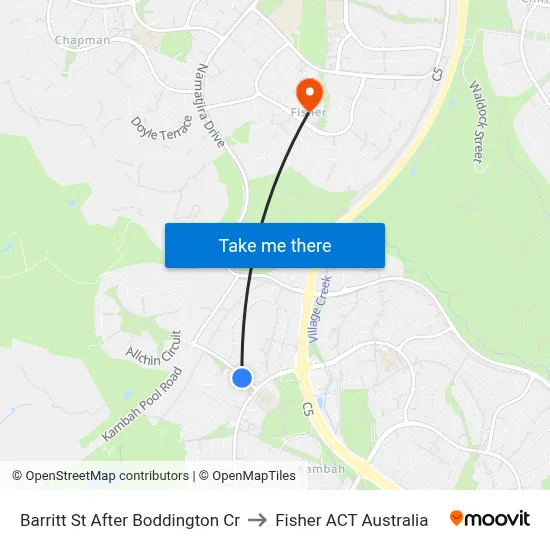 Barritt St After Boddington Cr to Fisher ACT Australia map