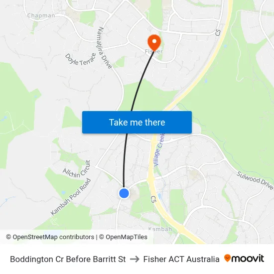 Boddington Cr Before Barritt St to Fisher ACT Australia map