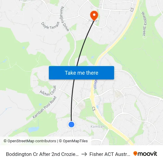 Boddington Cr After 2nd Crozier Cct to Fisher ACT Australia map