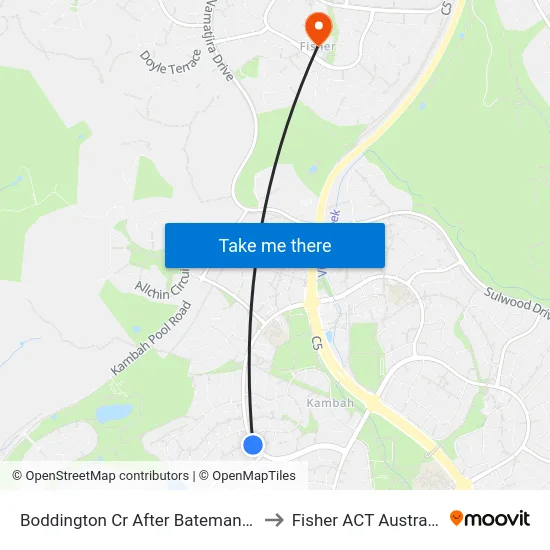 Boddington Cr After Bateman St to Fisher ACT Australia map