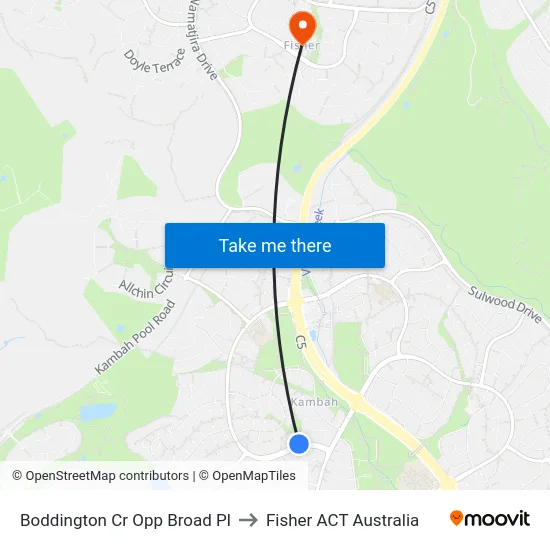 Boddington Cr Opp Broad Pl to Fisher ACT Australia map