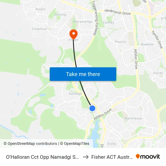 O'Halloran Cct Opp Namadgi School to Fisher ACT Australia map