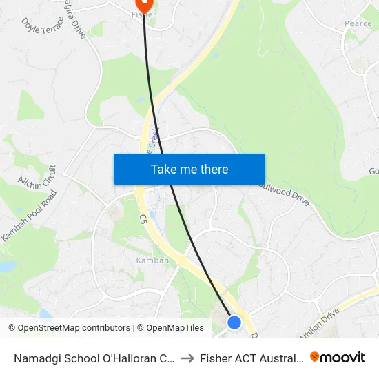 Namadgi School O'Halloran Cct to Fisher ACT Australia map