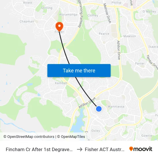Fincham Cr After 1st Degraves Cr to Fisher ACT Australia map