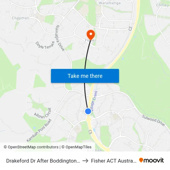 Drakeford Dr After Boddington Cr to Fisher ACT Australia map