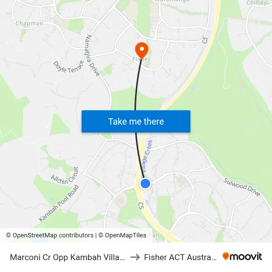 Marconi Cr Opp Kambah Village to Fisher ACT Australia map