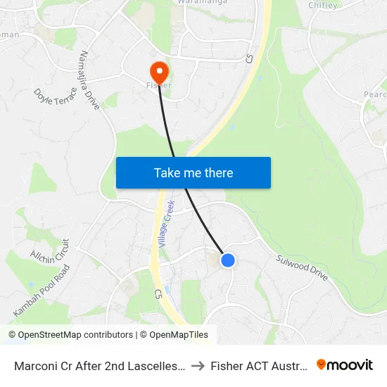 Marconi Cr After 2nd Lascelles Cct to Fisher ACT Australia map