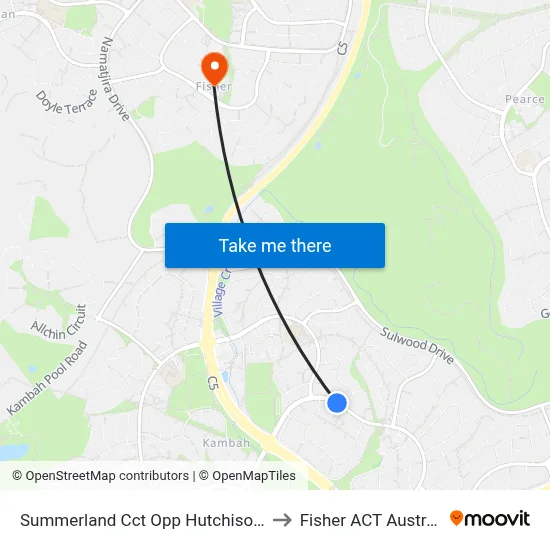 Summerland Cct Opp Hutchison Cr to Fisher ACT Australia map
