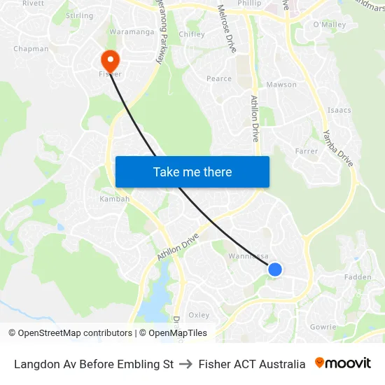Langdon Av Before Embling St to Fisher ACT Australia map