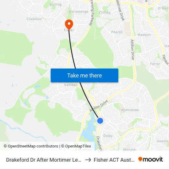 Drakeford Dr After Mortimer Lewis Dr to Fisher ACT Australia map