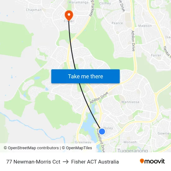 77 Newman-Morris Cct to Fisher ACT Australia map