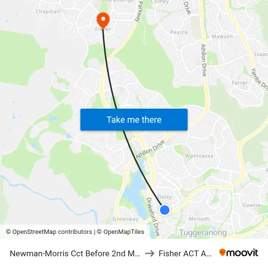 Newman-Morris Cct Before 2nd Maconochie Cr to Fisher ACT Australia map