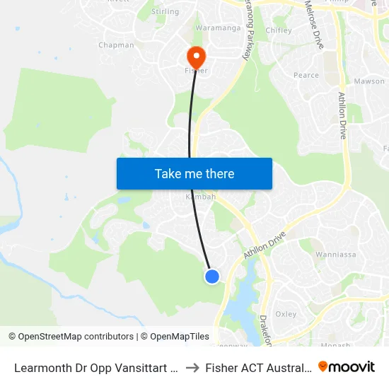 Learmonth Dr Opp Vansittart Cr to Fisher ACT Australia map