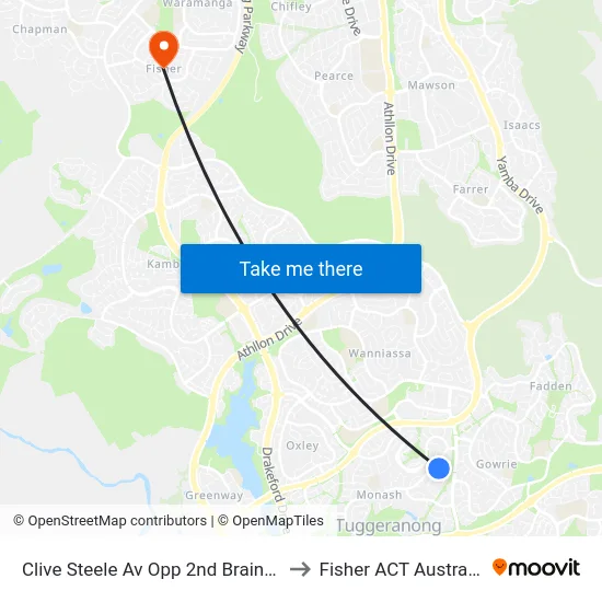 Clive Steele Av Opp 2nd Brain St to Fisher ACT Australia map