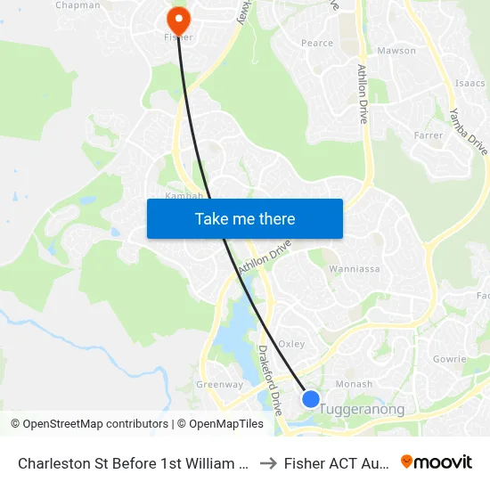 Charleston St Before 1st William Hudson Cr to Fisher ACT Australia map