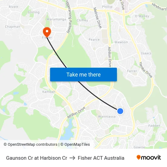 Gaunson Cr at Harbison Cr to Fisher ACT Australia map