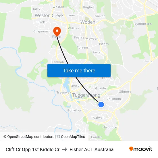 Clift Cr Opp 1st Kiddle Cr to Fisher ACT Australia map