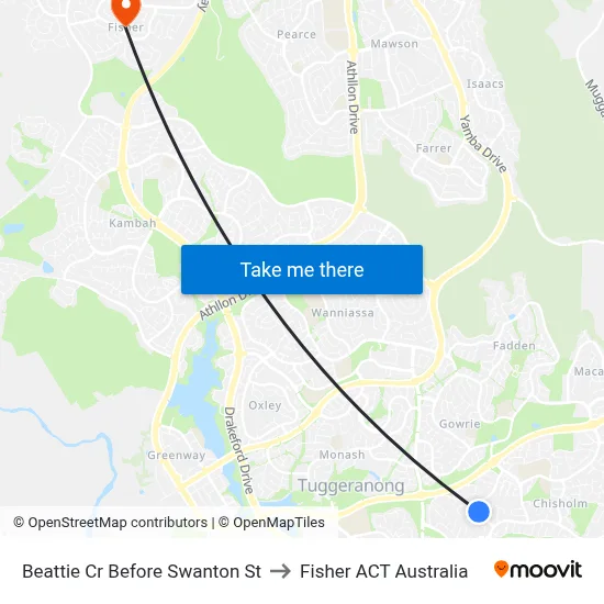 Beattie Cr Before Swanton St to Fisher ACT Australia map