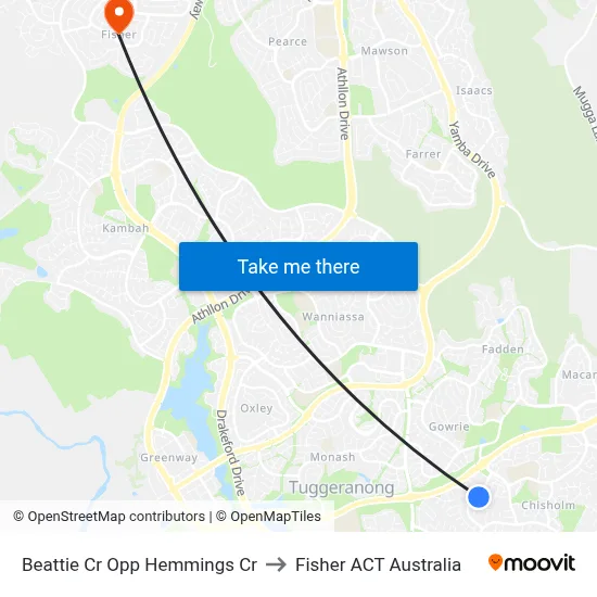Beattie Cr Opp Hemmings Cr to Fisher ACT Australia map
