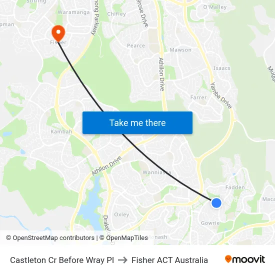Castleton Cr Before Wray Pl to Fisher ACT Australia map